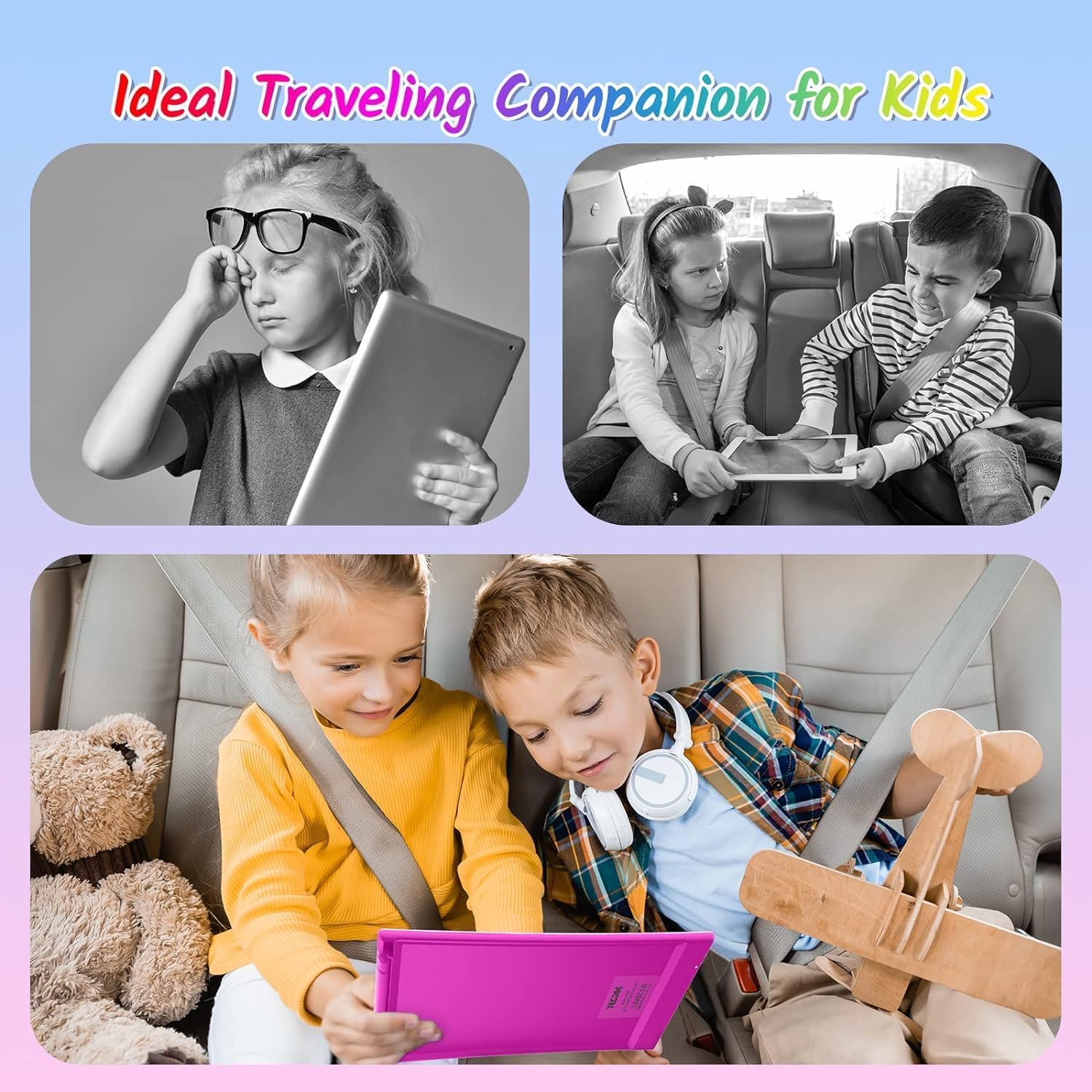 TECJOE 10 Inch LCD Writing Tablet 2 Pack, Colorful Doodle Board for Kids 3-8, Travel Learning Toy