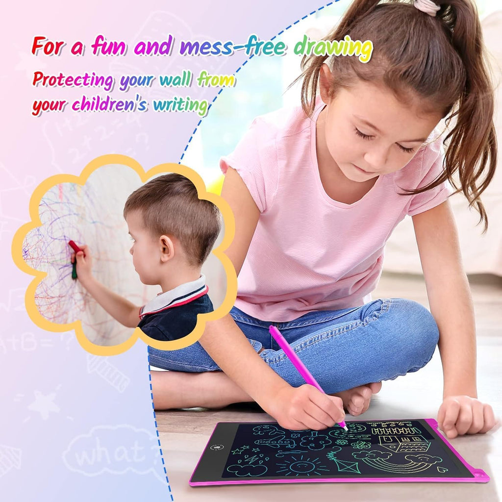 TECJOE 10 Inch LCD Writing Tablet 2 Pack, Colorful Doodle Board for Kids 3-8, Travel Learning Toy