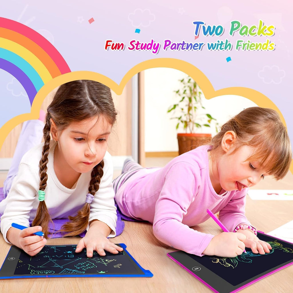 TECJOE 10 Inch LCD Writing Tablet 2 Pack, Colorful Doodle Board for Kids 3-8, Travel Learning Toy