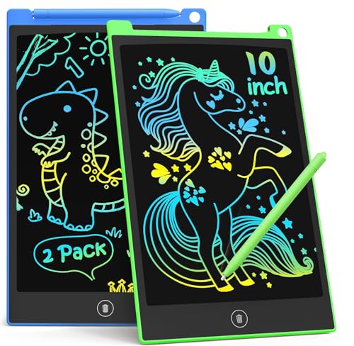 TECJOE 10-Inch LCD Writing Tablet 2-Pack – Colorful Doodle Board for Kids Ages 3-8