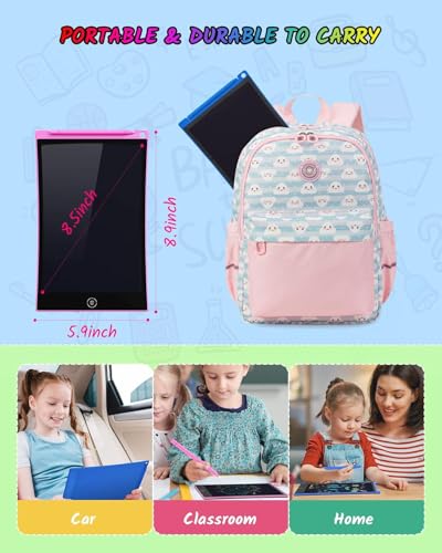 TECJOE 2-Pack 8.5-Inch LCD Writing Tablets – Colorful Doodle Boards for Kids Ages 3-6, Travel Learning Toys (Blue & Pink)