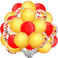 TecUnite 80-Pack Red & Yellow Confetti Balloons – 12 Inch Latex Party Balloons with Ribbon for Weddings, Birthdays, Baby Showers & More