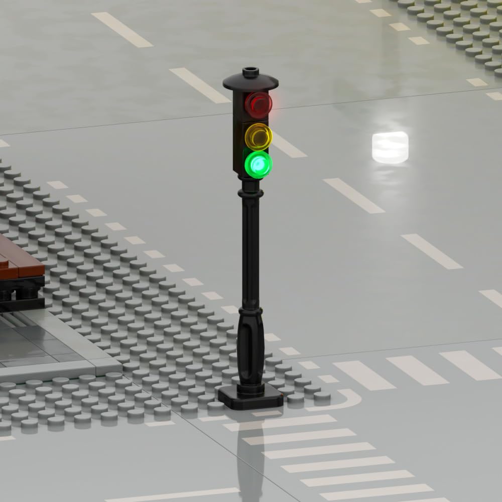 TEDDOO 2-Pack Building Blocks Traffic Signal Lights – Automatic Flashing, USB Powered, Compatible with Lego City Sets
