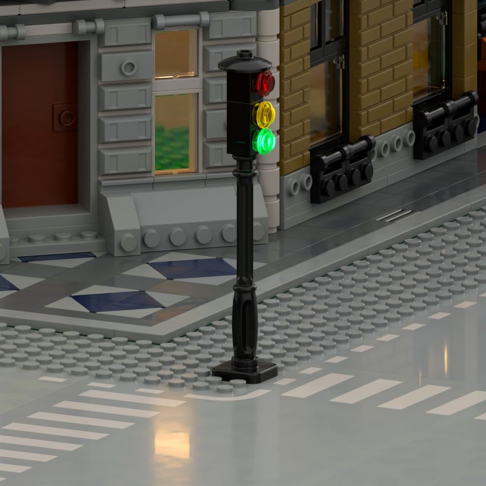 TEDDOO 2-Pack Building Blocks Traffic Signal Lights – Automatic Flashing, USB Powered, Compatible with Lego City Sets
