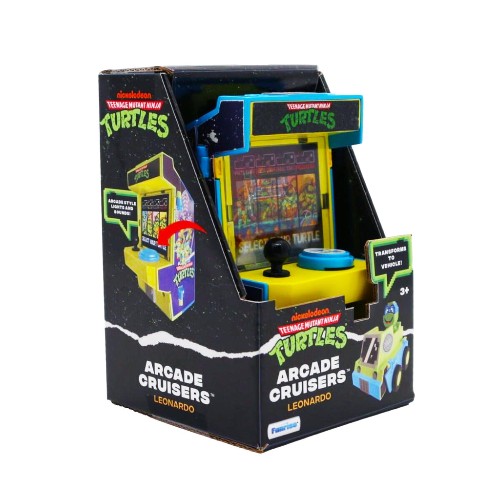 Teenage Mutant Ninja Turtles Arcade Cruisers Leonardo Edition - 2-in-1 Arcade Cabinet to Transforming Vehicle with Lights, Sounds, and Dual-Screen Lenticular Display