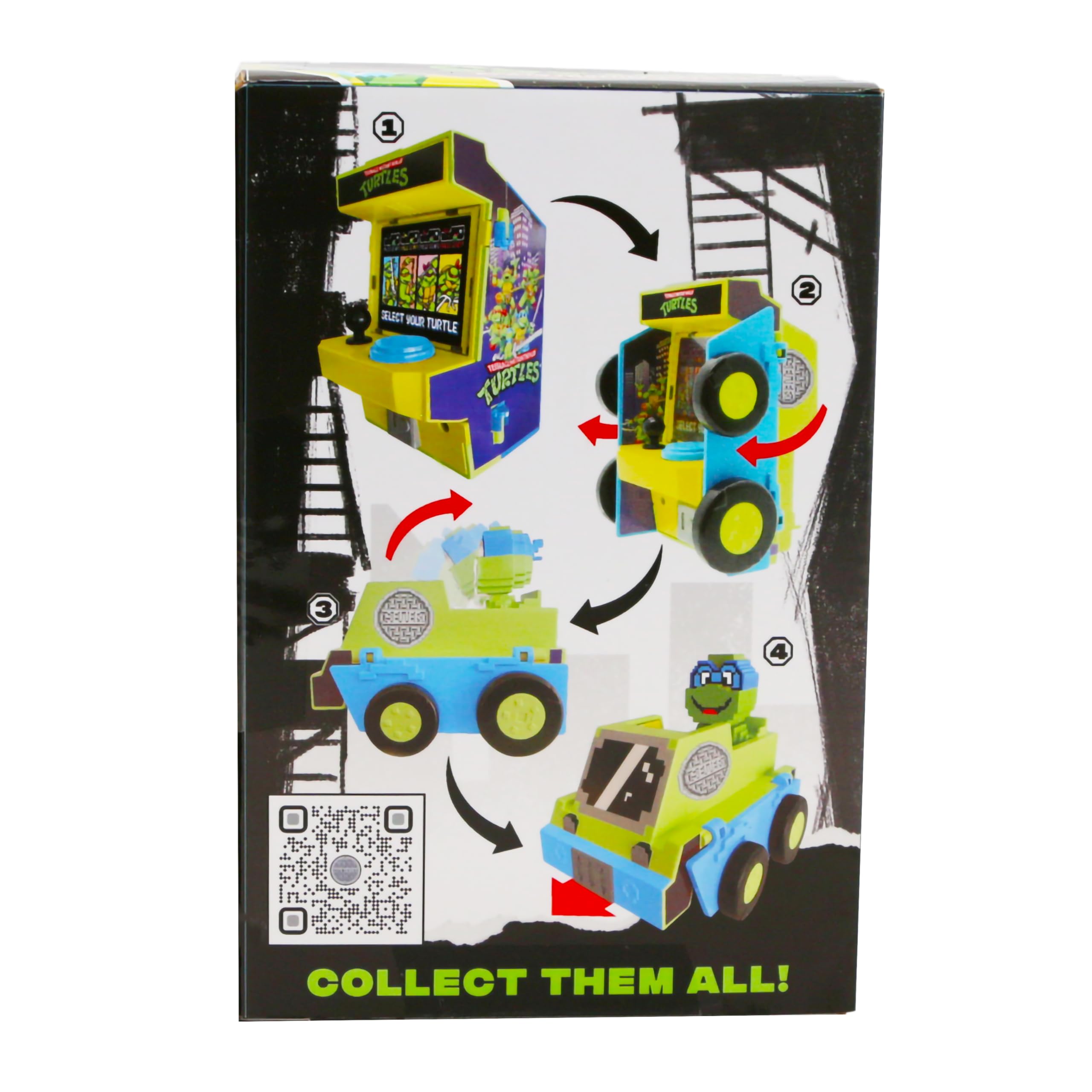Teenage Mutant Ninja Turtles Arcade Cruisers Leonardo Edition - 2-in-1 Arcade Cabinet to Transforming Vehicle with Lights, Sounds, and Dual-Screen Lenticular Display