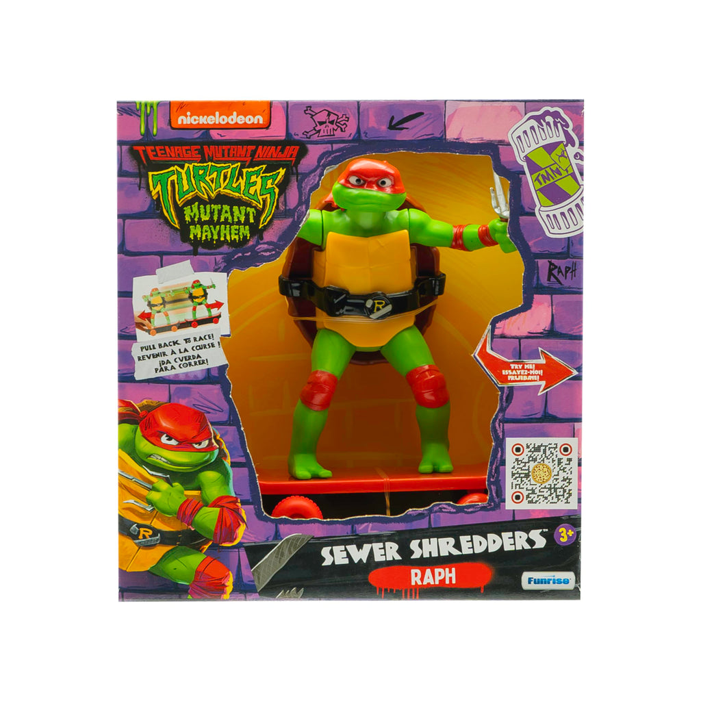 Teenage Mutant Ninja Turtles Raphael Sewer Shredder Pullback Skateboard Toy for Kids Ages 3+