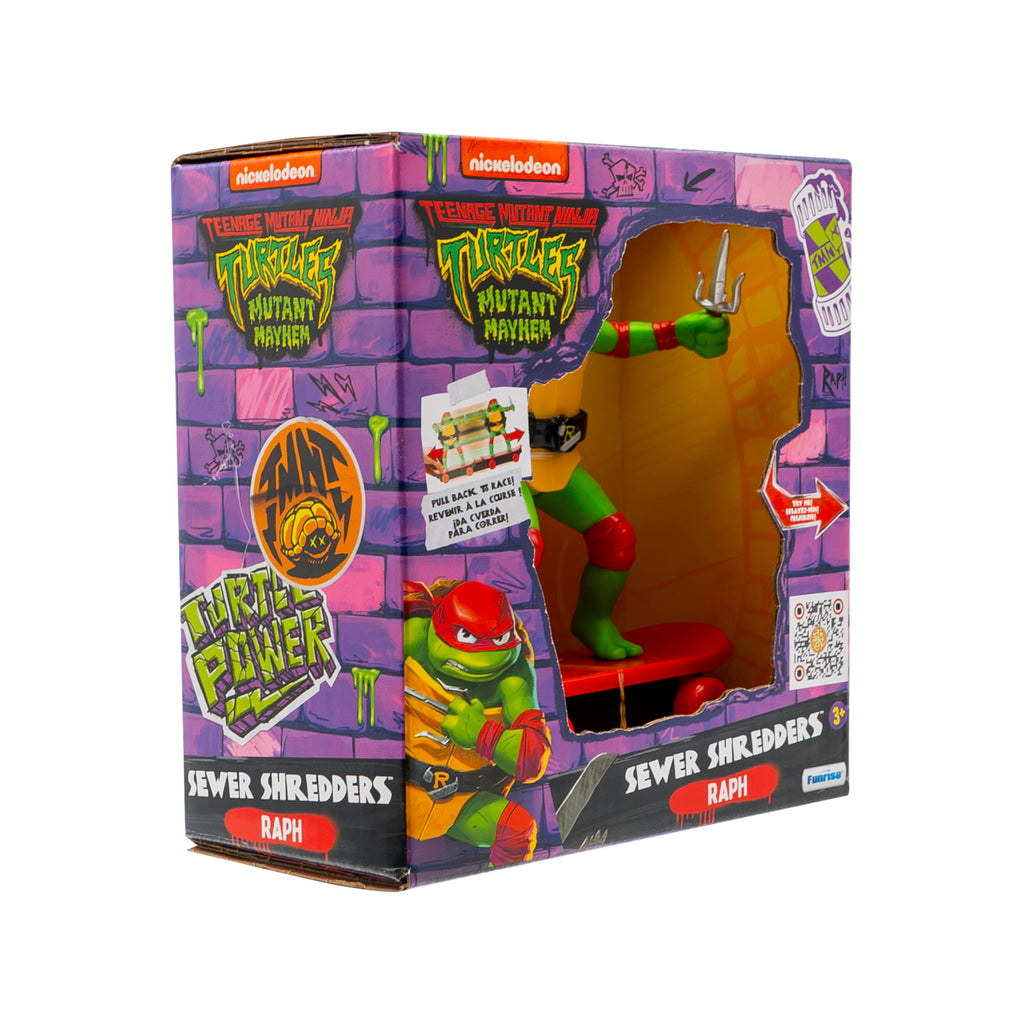 Teenage Mutant Ninja Turtles Raphael Sewer Shredder Pullback Skateboard Toy for Kids Ages 3+