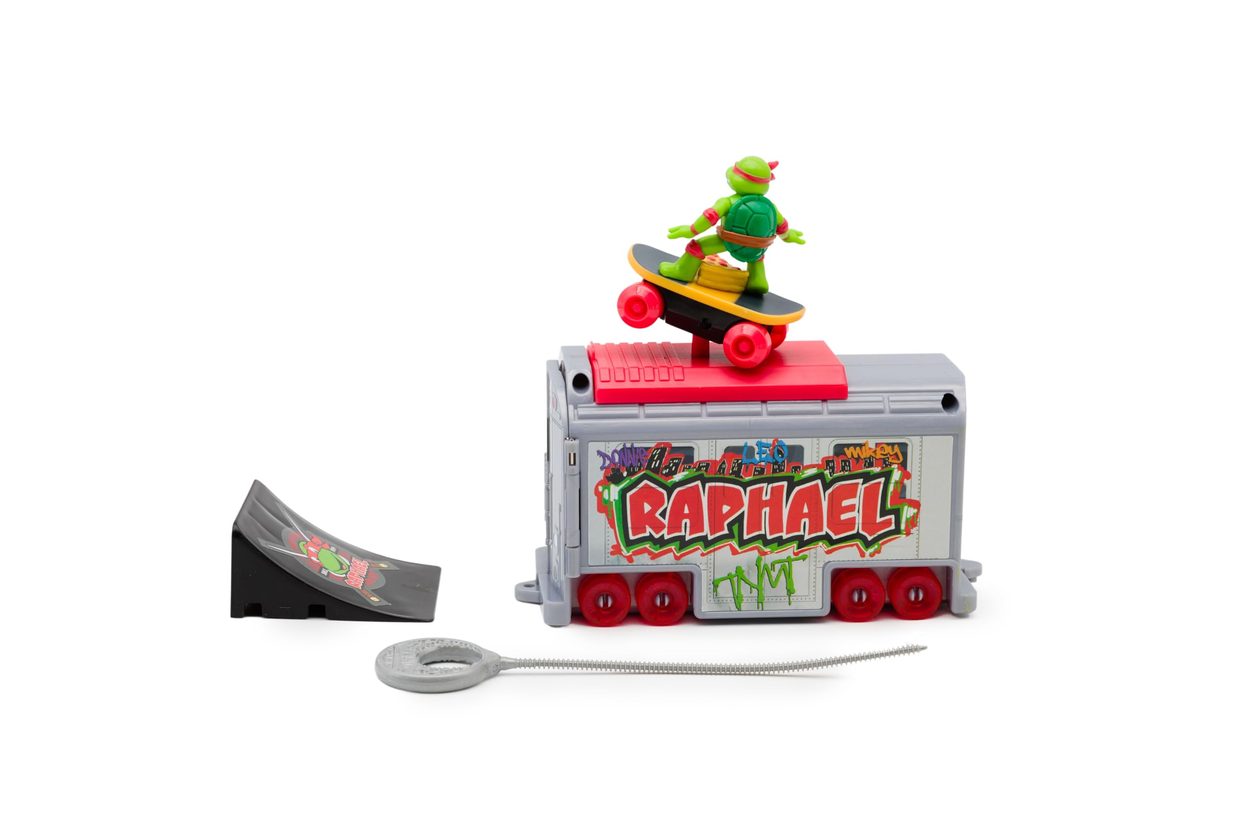 Teenage Mutant Ninja Turtles Raphael Switch Kick Subway Launcher – Launch Skaters with Custom Subway Car, Ages 3+
