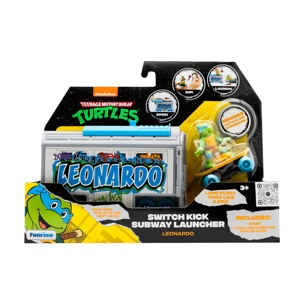 Teenage Mutant Ninja Turtles Switch Kick Subway Launcher Leonardo – Launch Skater Figures with Signature Katanas