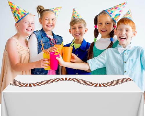 Teenyyou 3-Pack Train Track Tablecloths - 54x108 Inch Plastic Party Table Covers for Railroad Themed Birthdays