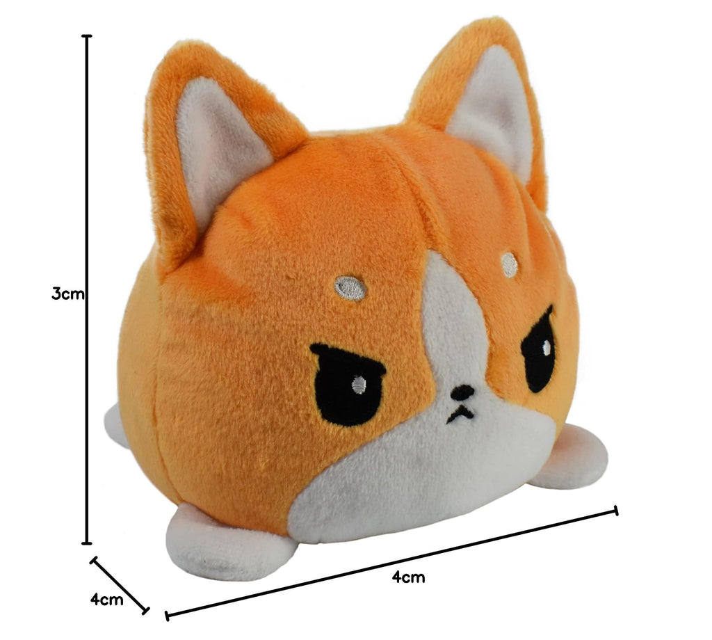 TeeTurtle 4-Inch Reversible Corgi Plushie – Orange Flip Toy with Embroidered Details for Collectors