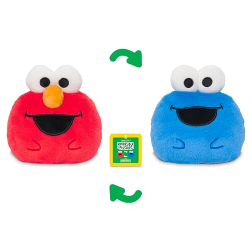 TeeTurtle 4" Reversible Plushie: Elmo and Cookie Monster Mood Toy – Soft, Cuddly, and Perfect for Kids & Adults