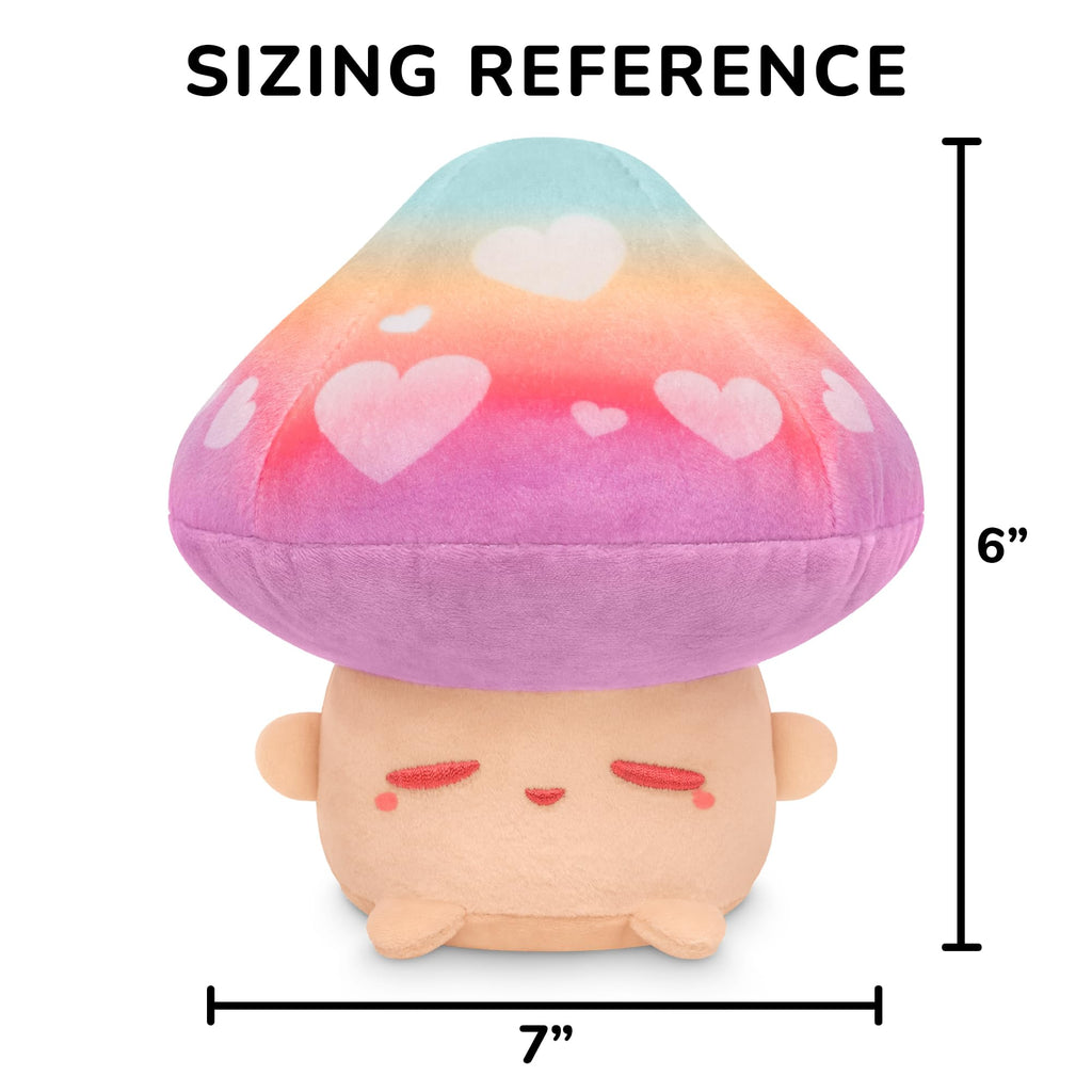 TeeTurtle 6-Inch Hearts Mushroom Plushie – Soft Velboa Stuffed Animal for Ages 3+