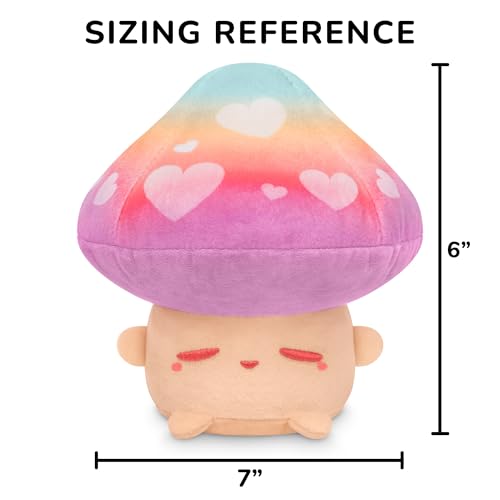 TeeTurtle 6-Inch Hearts Mushroom Plushie – Soft Velboa Stuffed Animal for Ages 3+