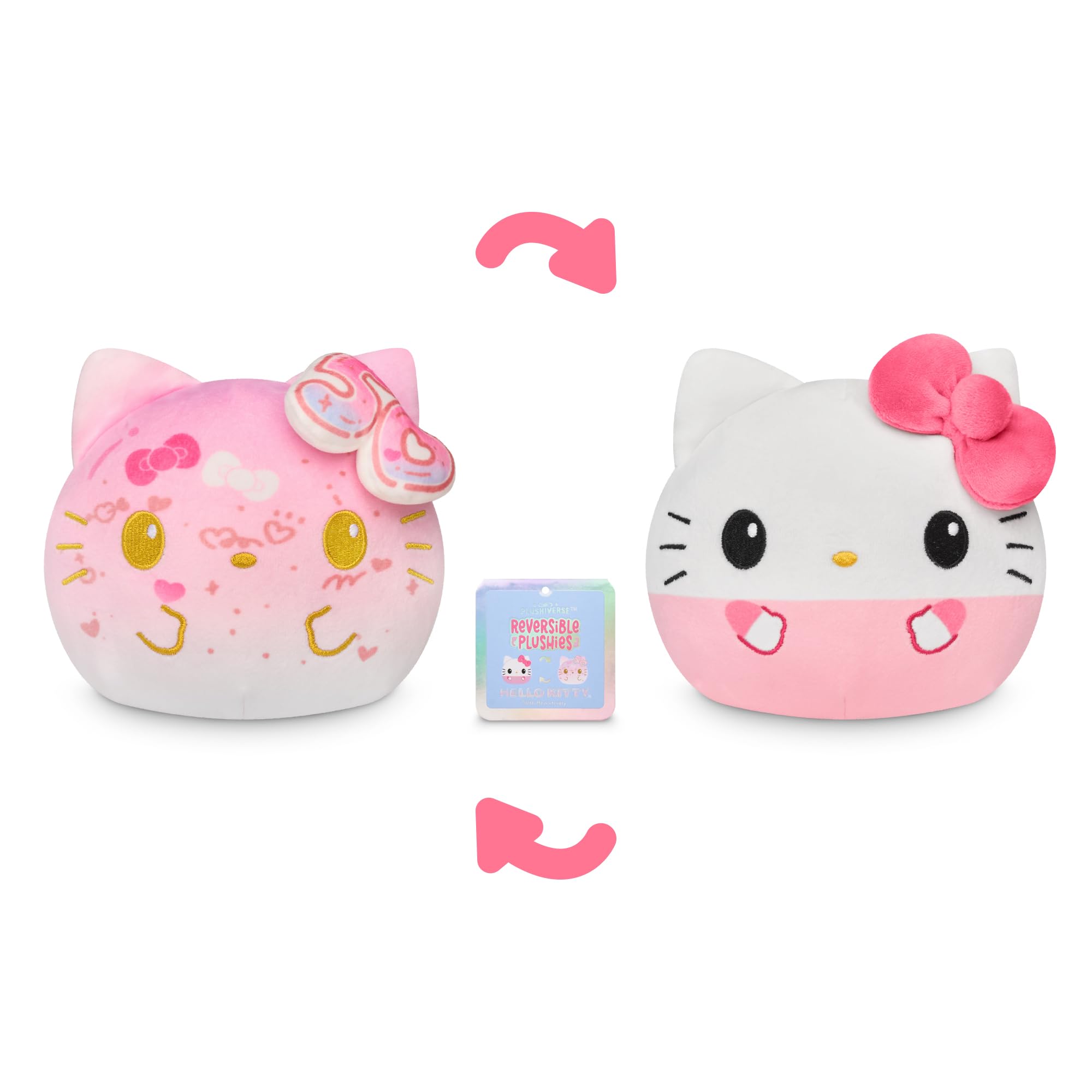 TeeTurtle Hello Kitty 50th Anniversary Reversible Plushie - 4 Inch Soft Stretch Velboa Stuffed Animal