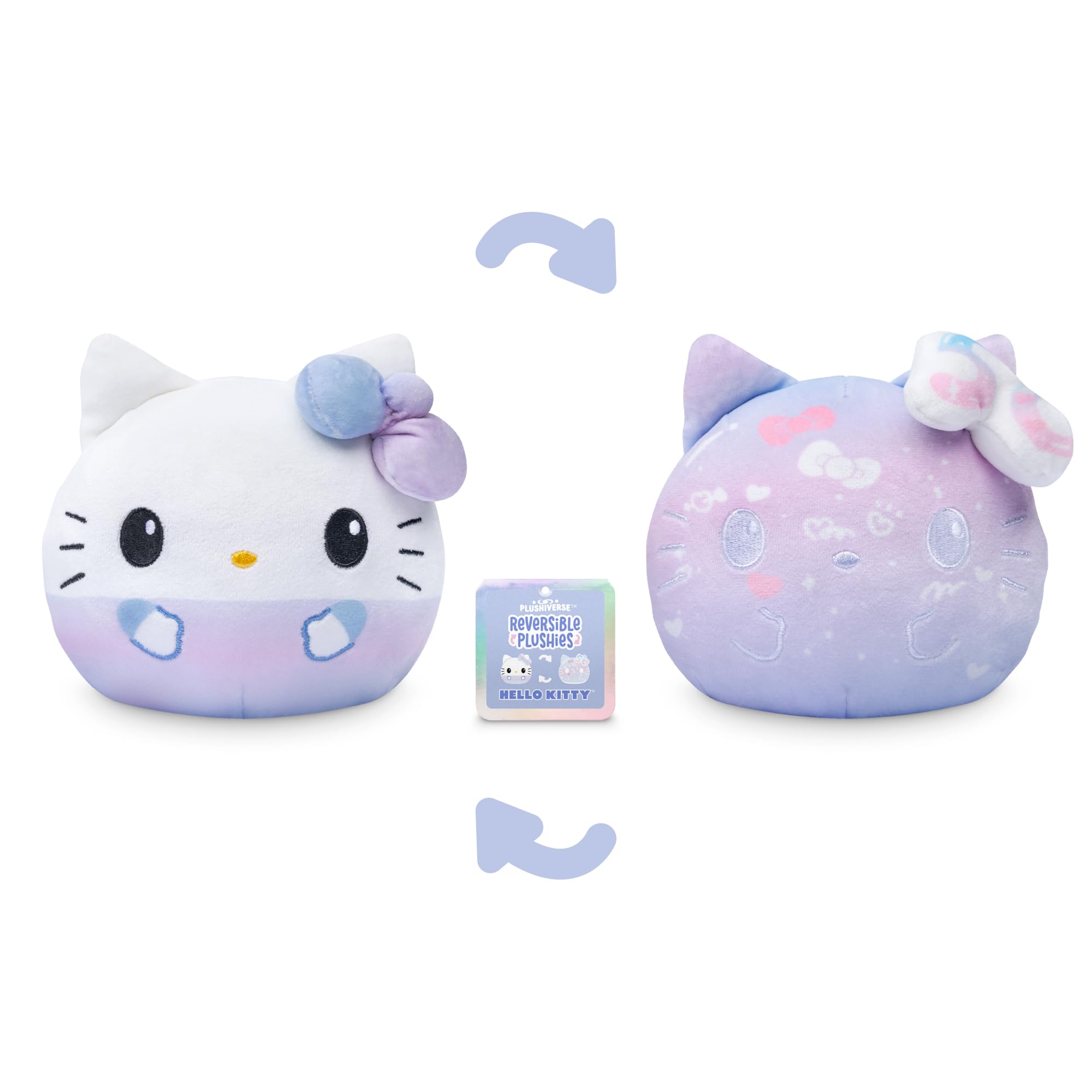 TeeTurtle Hello Kitty 50th Anniversary Reversible Plushie – Purple, 4-Inch Soft Stretch Velboa Stuffed Animal