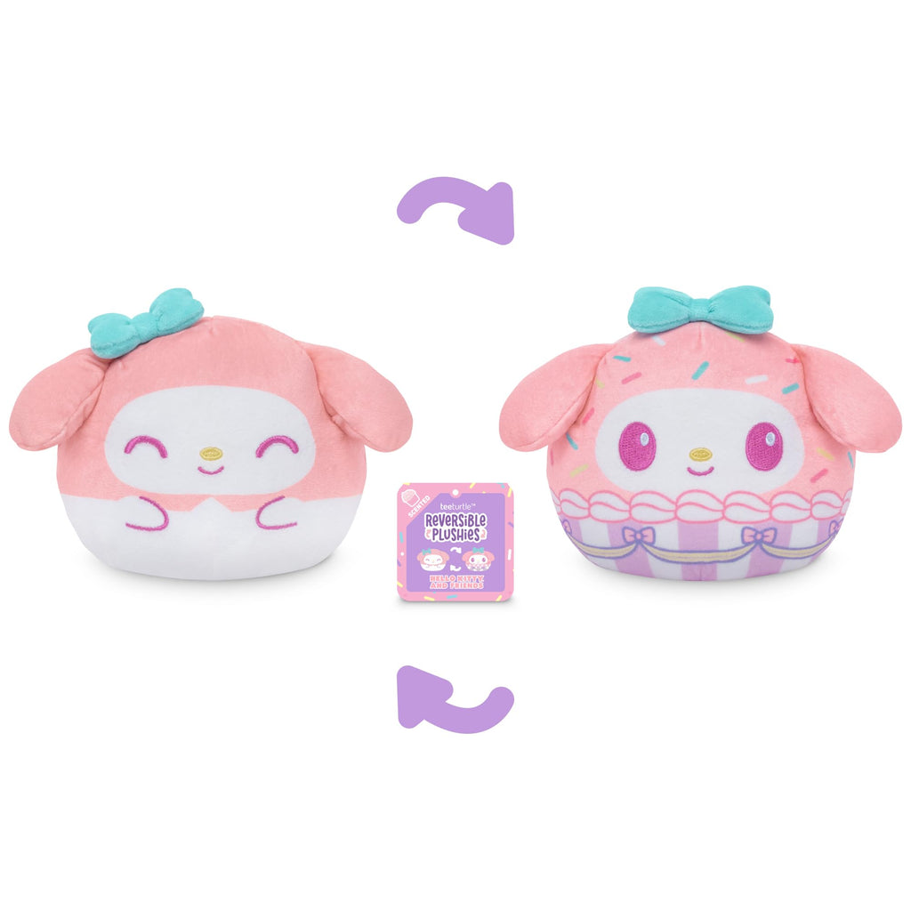 TeeTurtle My Melody Reversible 4" Cupcake Scented Plushie - Cute Kawaii Sanrio Soft Stuffed Animal