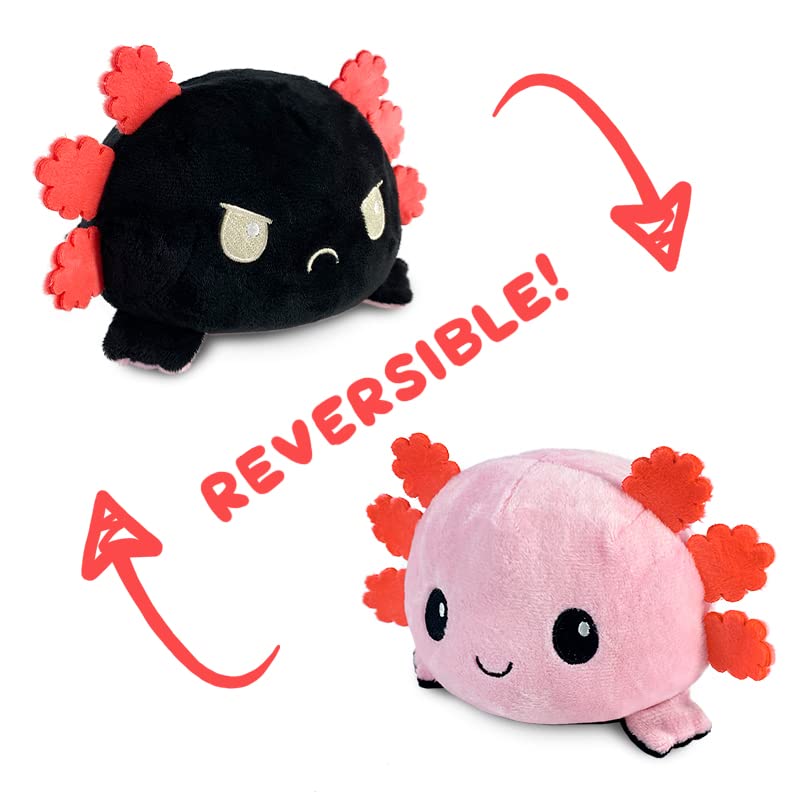 TeeTurtle Reversible Axolotl Plushie (Pink + Black) - 4 Inch Cuddly Mood Toy