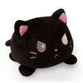 TeeTurtle Reversible Cat Plushie - 4-Inch Black Two-Sided Flip Toy with Embroidered Faces