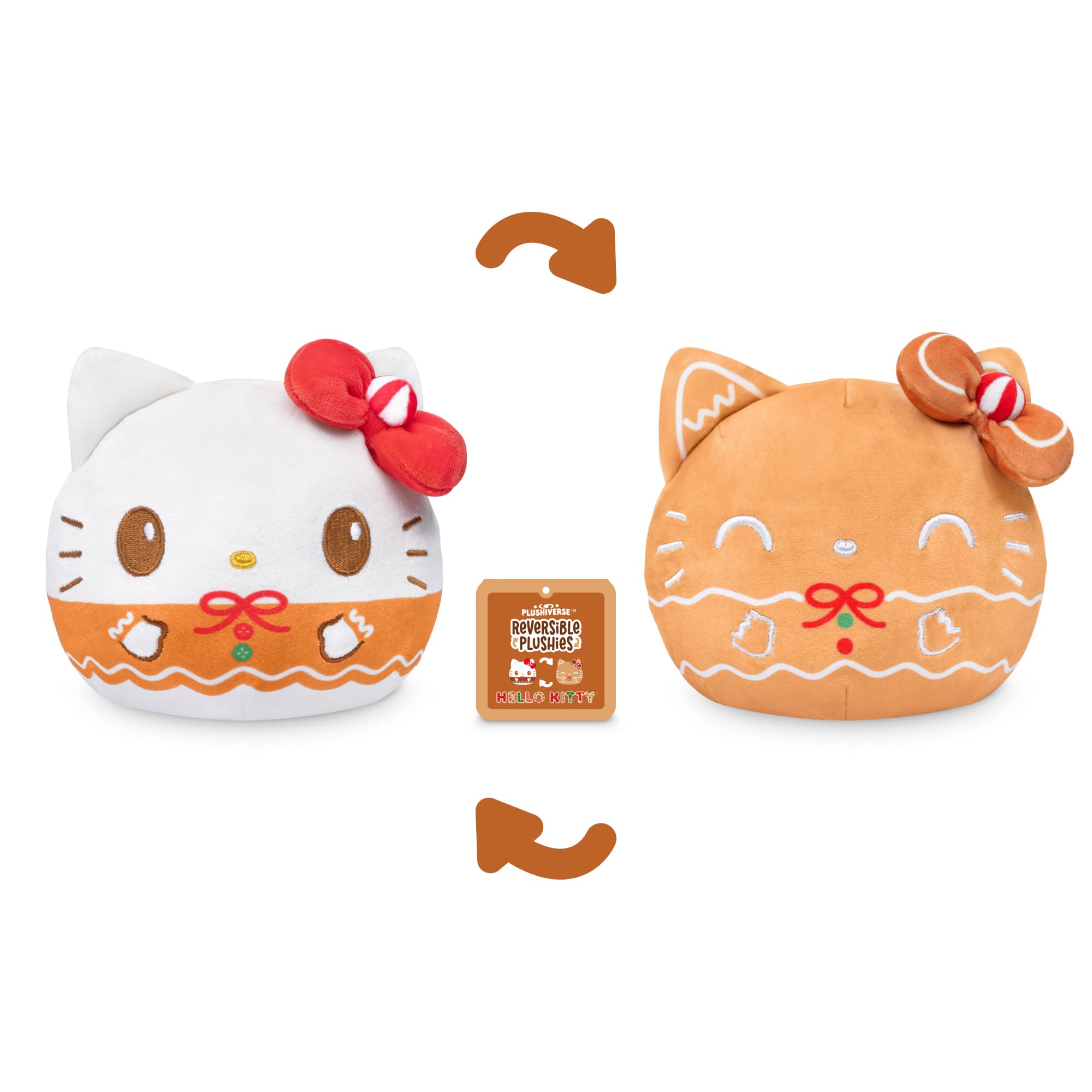 TeeTurtle Reversible Hello Kitty Plushie – 4-Inch Gingerbread Two-Sided Flip Toy with Embroidered Details, Officially Licensed Sanrio Collectible for Kids and Adults