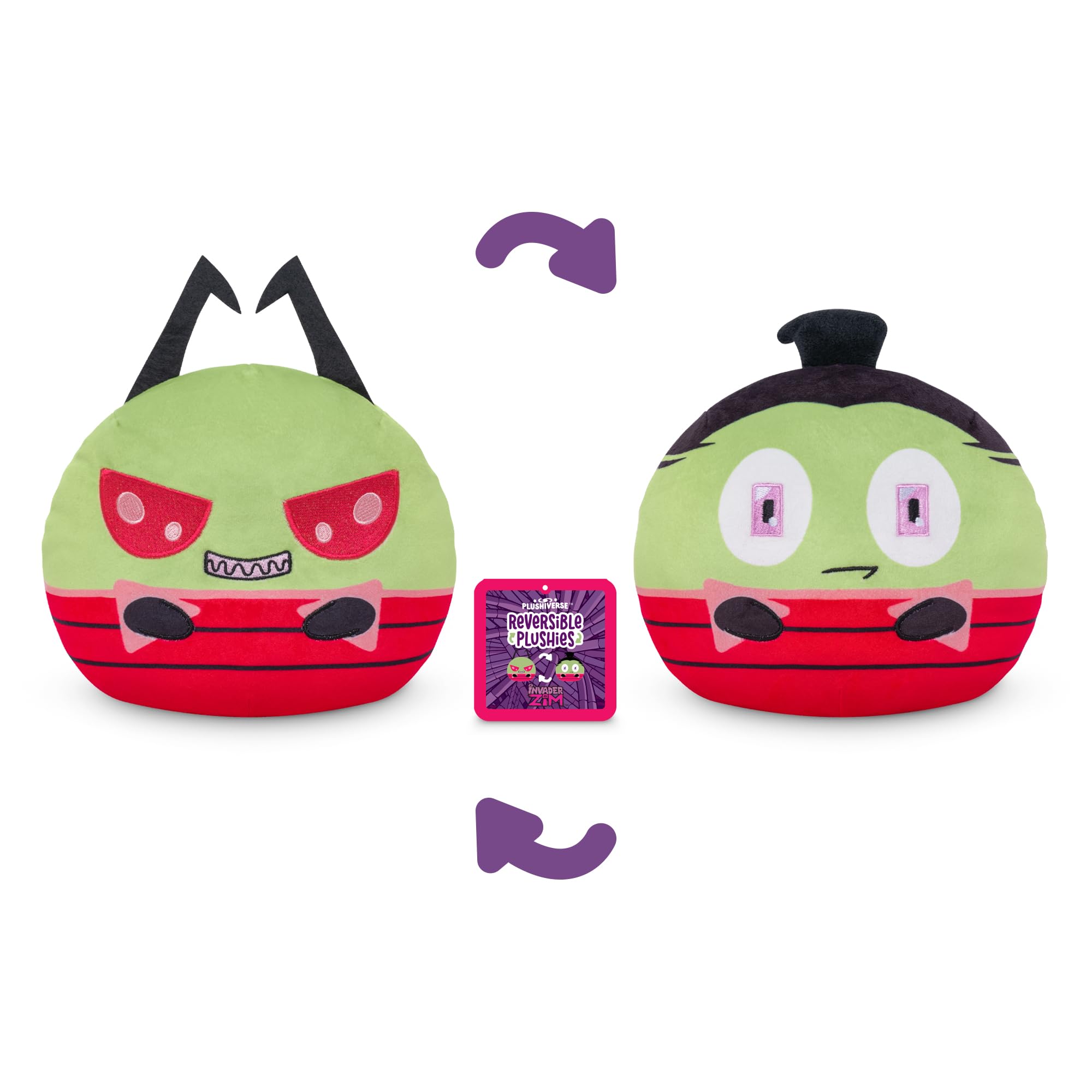TeeTurtle Reversible Invader Zim Plush – 6-Inch Flip Toy with Human Disguise, Embroidered Details