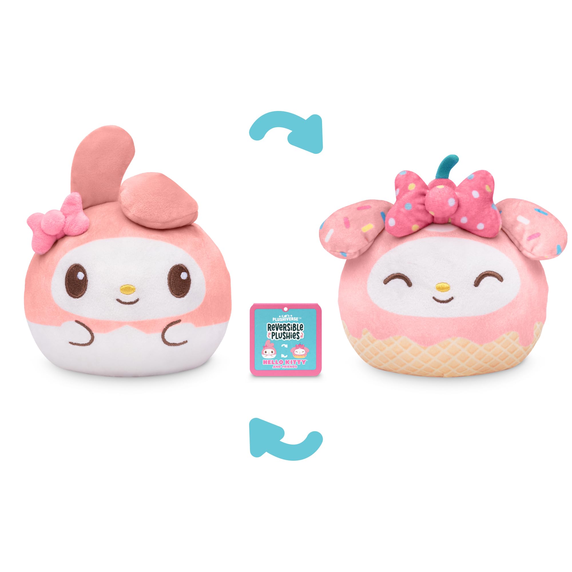 TeeTurtle Reversible My Melody Plushie – 4-Inch Two-Sided Flip Toy with Embroidered Details