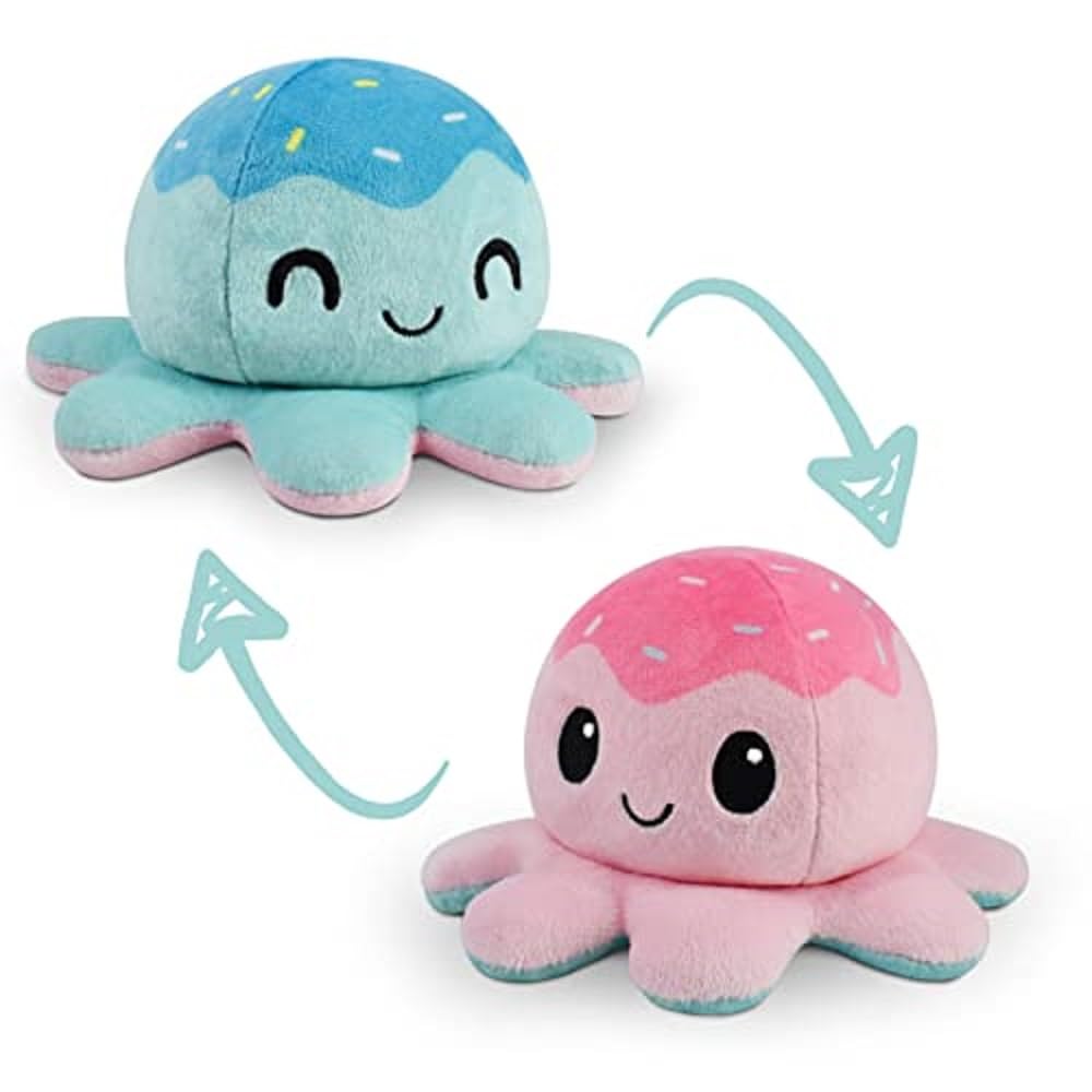 TeeTurtle Reversible Octopus Plushie - 4-Inch Ice Cream Two-Sided Flip Toy with Embroidered Eyes