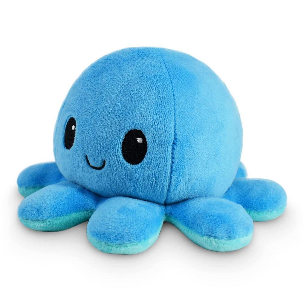 TeeTurtle Reversible Octopus Plushie 4 inch – Happy Blue/Sad Light Blue Mood Fidget Toy