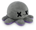 TeeTurtle Reversible Octopus Plushie 4-Inch – Happy Purple & Dead Gray Flip Toy with Embroidered Details