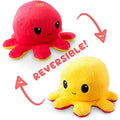 TeeTurtle Reversible Octopus Plushie 4-Inch Red + Yellow Two-Sided Flip Plush Toy with Embroidered Details
