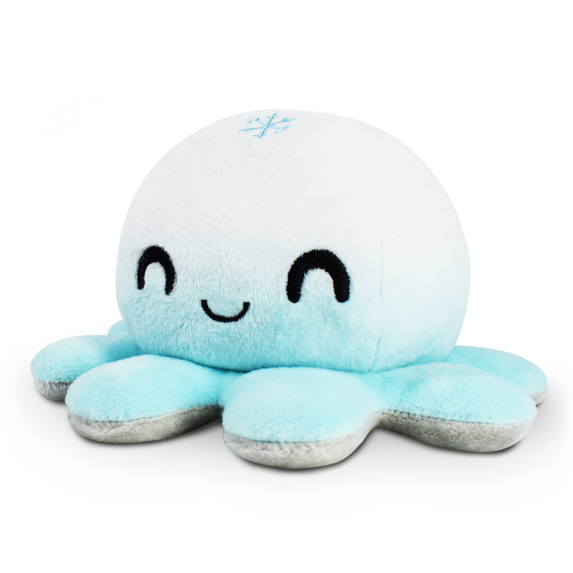 TeeTurtle Reversible Octopus Plushie 4-Inch Snowflake + Cloud Two-Sided Flip Plush Toy with Embroidered Details
