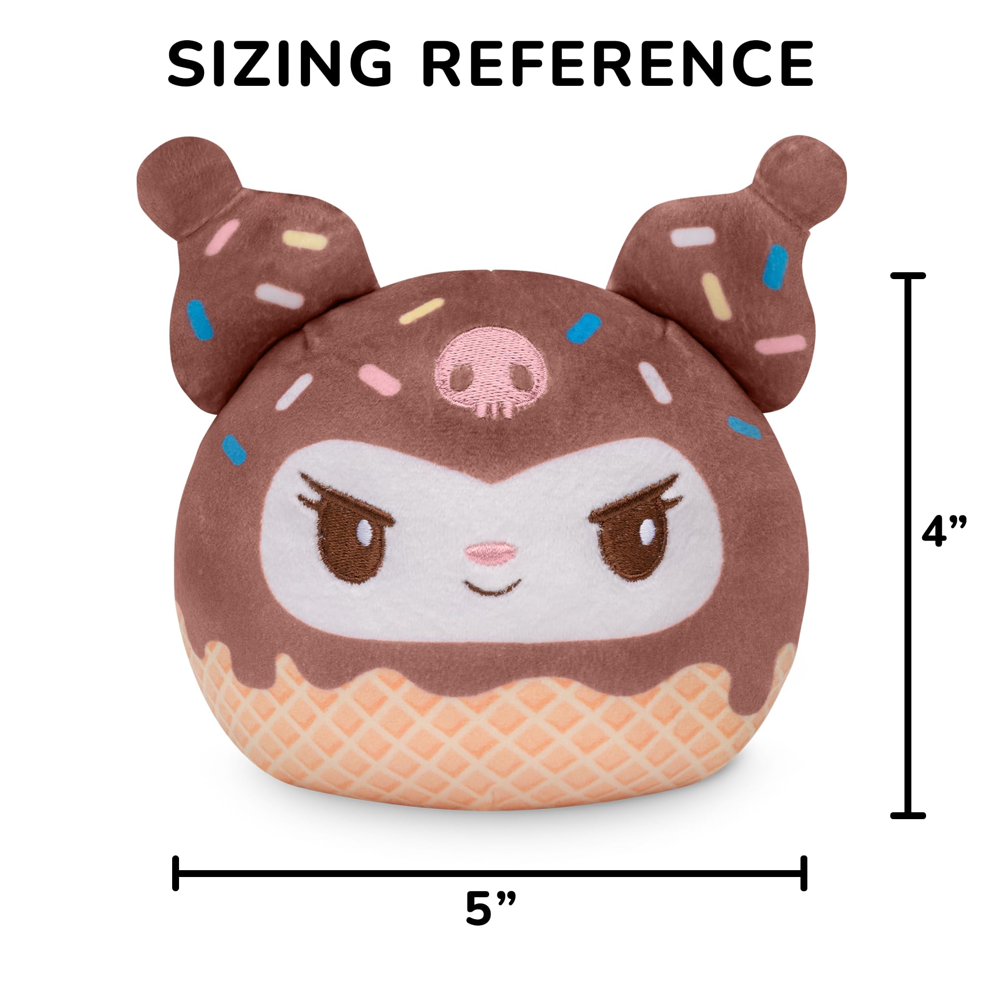 TeeTurtle Reversible Sanrio Kuromi Plushie – 4-Inch Two-Sided Flip Toy with Embroidered Details