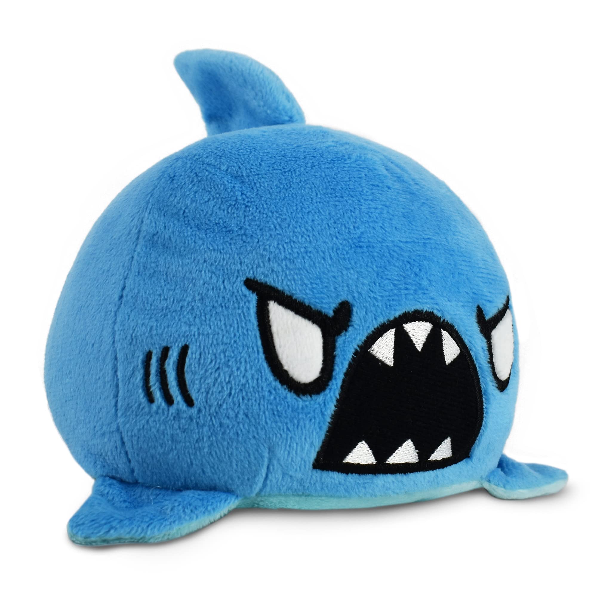 TeeTurtle Reversible Shark Plushie - 4-Inch Blue Fidget Toy for Mood Expression