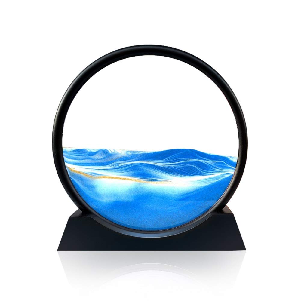 Tegoeoli Deep Sea Sand Art Moving Sand Picture 7 Inch Blue Tabletop Decoration
