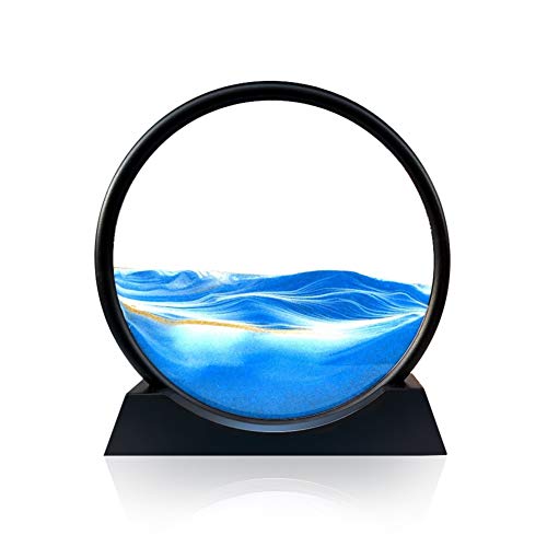 Tegoeoli Deep Sea Sand Art Moving Sand Picture 7 Inch Blue Tabletop Decoration