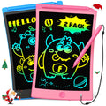 TEKFUN 2-Pack LCD Writing Tablet 8.5" - Blue & Pink Doodle Boards with 4 Stylus Pens, Mess-Free Erasable Drawing Pad for Kids Ages 3-7
