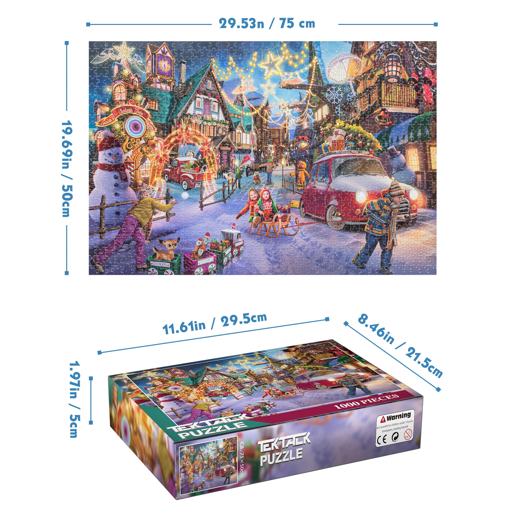Tektalk 1000-Piece Wooden Jigsaw Puzzle – Christmas Entertainment & Family Fun