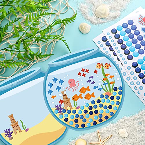 Teling 32 Pcs 100 Days of School Sticker Scene - Fish Tank Theme with 100 Stickers for Kids Classroom Activities