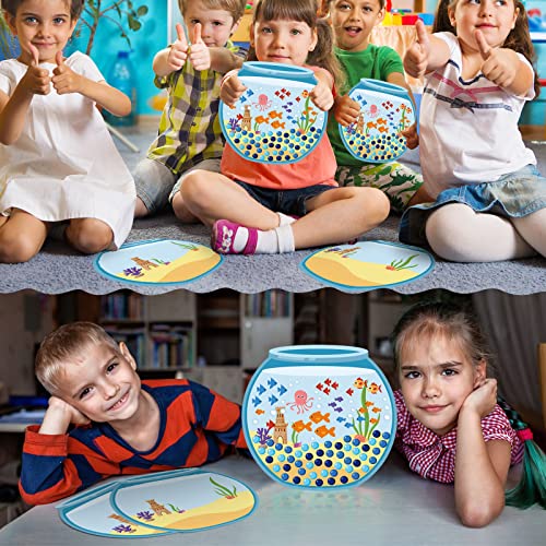 Teling 32 Pcs 100 Days of School Sticker Scene - Fish Tank Theme with 100 Stickers for Kids Classroom Activities