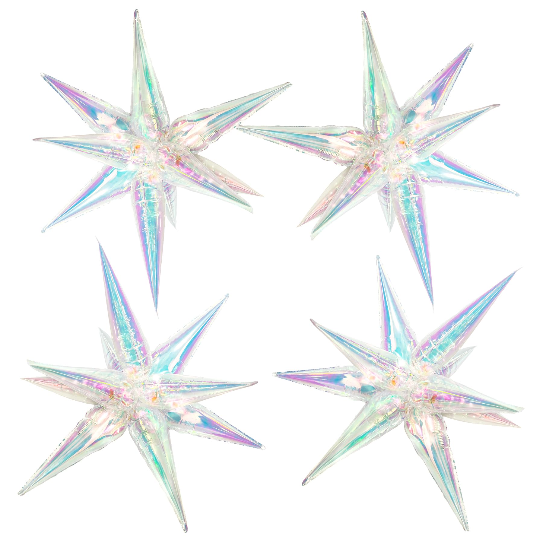 Tellpet 50-Pack Iridescent Spike Foil Star Balloons for Party Decorations