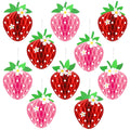 Tenare 24 Pack Strawberry Honeycomb Decorations – Red & Pink Paper Balls for Berry Party Centerpieces