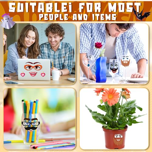 Tenceur 48-Pack Funny Face Stickers for Crafts – Mouth, Eyes, Nose Decals for DIY Projects