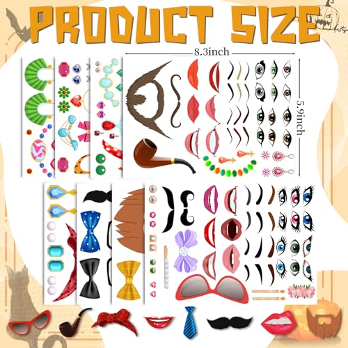 Tenceur 48-Pack Funny Face Stickers for Crafts – Mouth, Eyes, Nose Decals for DIY Projects