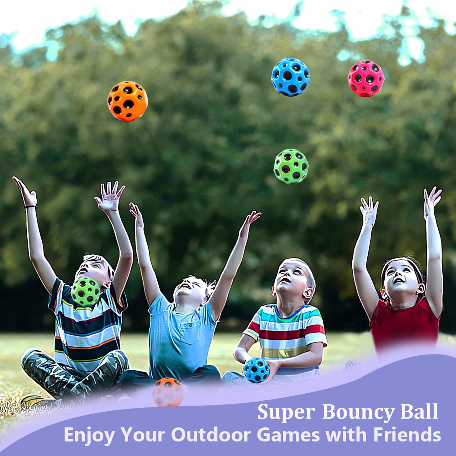 Tendry 4-Pack Moon Foam Bouncy Balls – 3-Inch Super Bounce for Kids & Athletic Training