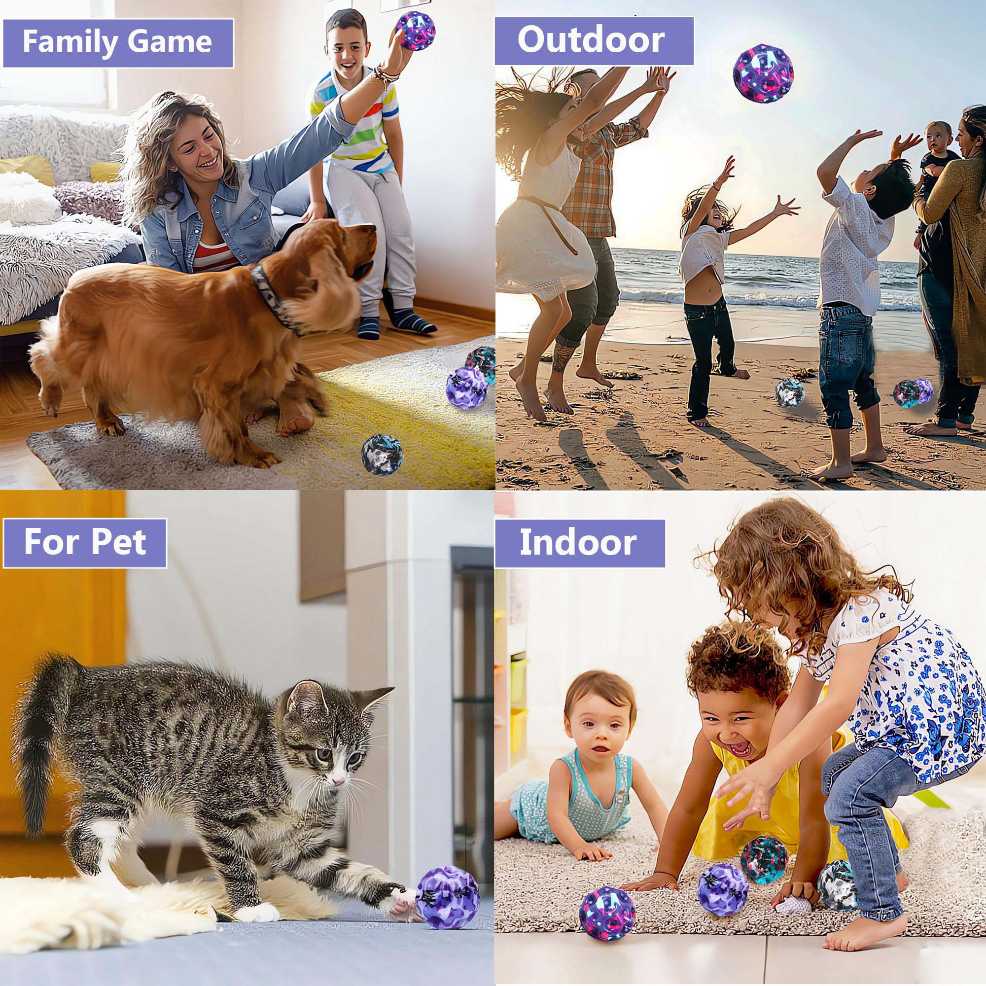 Tendry 4-Pack Super Bouncy Moon Balls: 3-Inch Foam Balls for Hand-Eye Coordination and Sensory Play