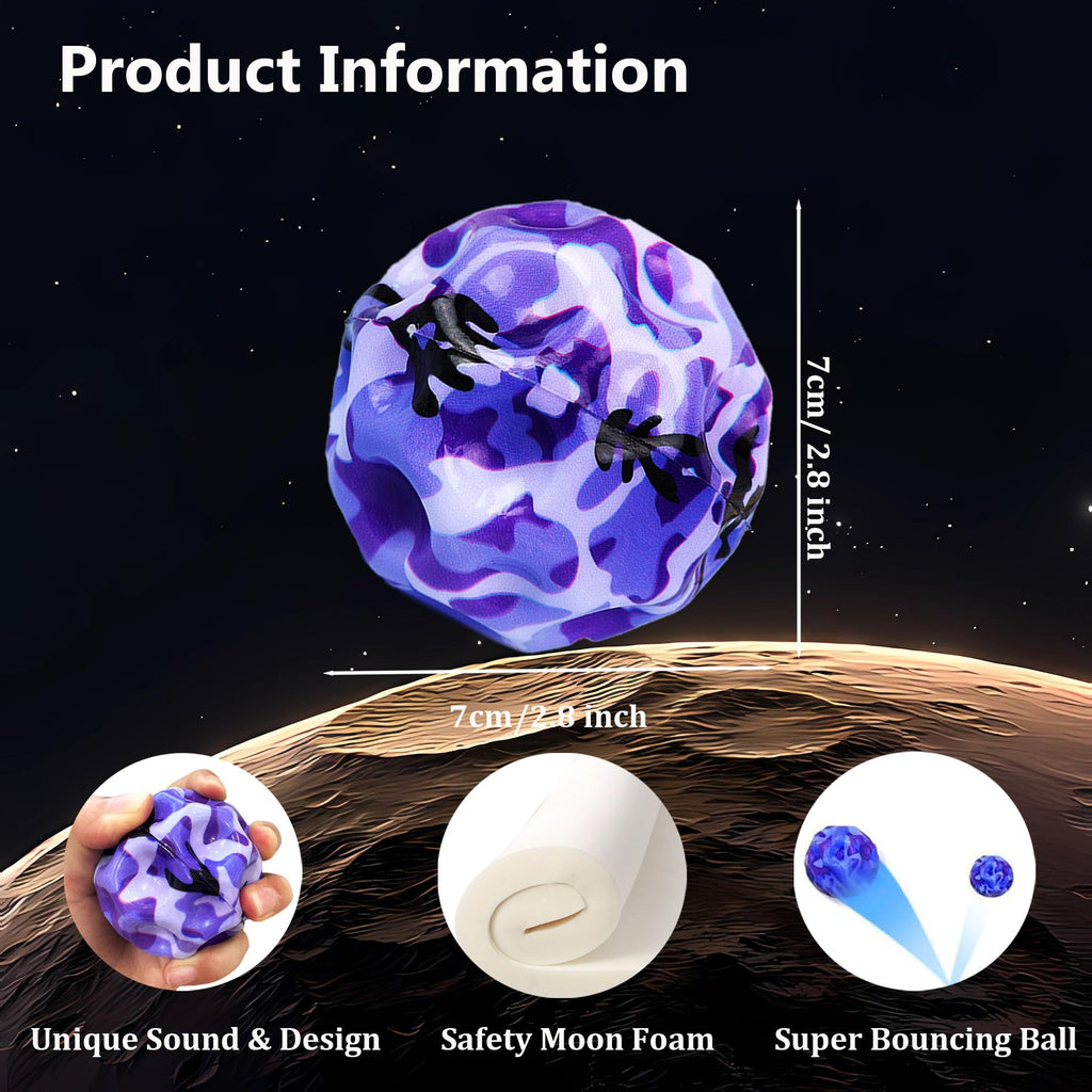 Tendry 4-Pack Super Bouncy Moon Balls: 3-Inch Foam Balls for Hand-Eye Coordination and Sensory Play