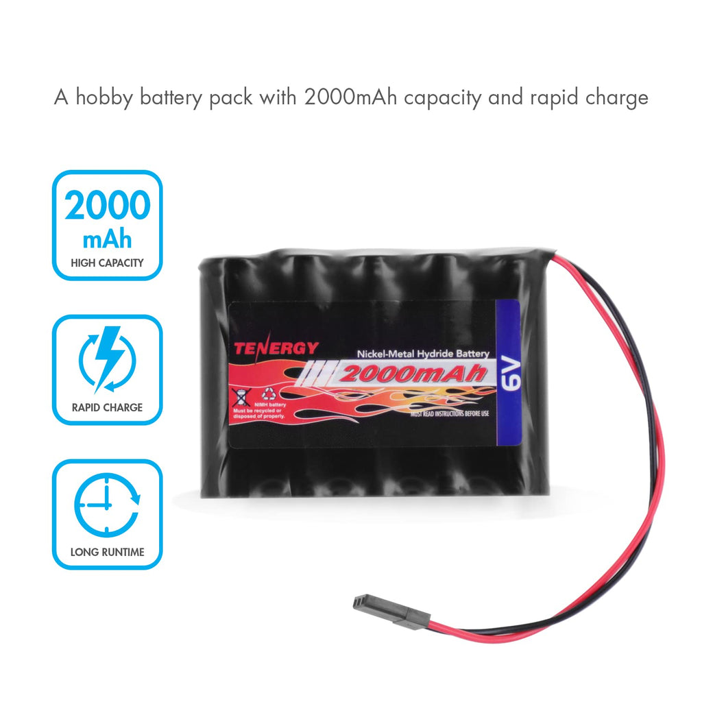 Tenergy NiMH Receiver RX Battery 6V 2000mAh Hitec Connector for RC Airplanes