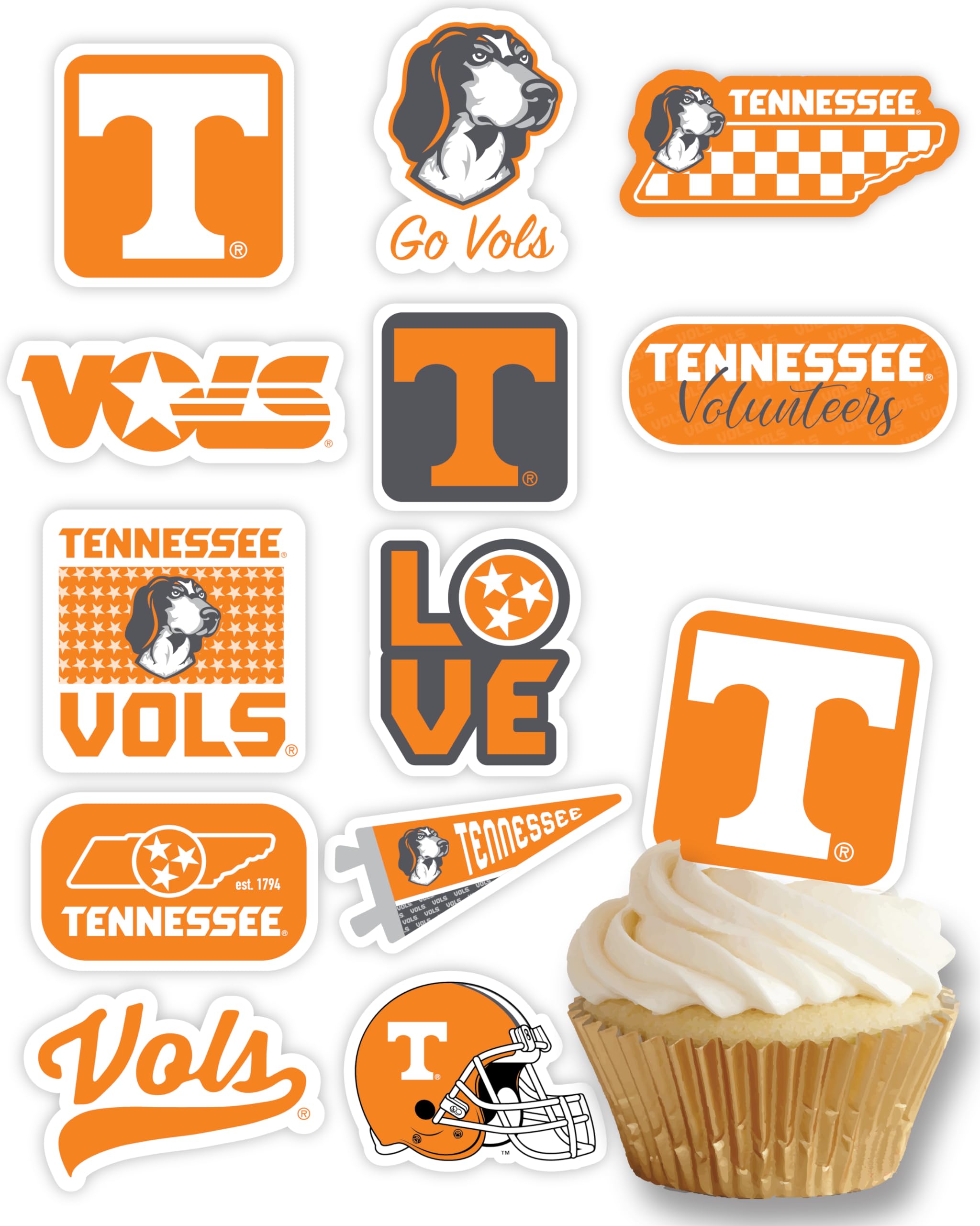 Tennessee Vols Cupcake Toppers – 24 Preassembled Picks for Game Day, Graduation & Birthdays