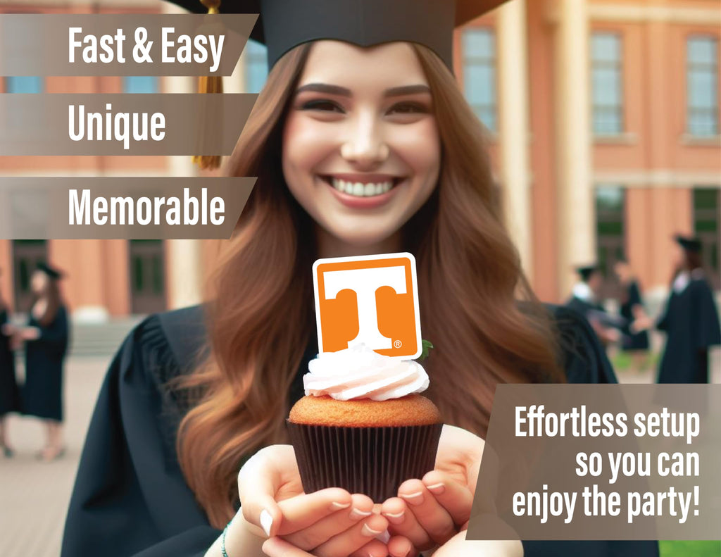 Tennessee Vols Cupcake Toppers – 24 Preassembled Picks for Game Day, Graduation & Birthdays